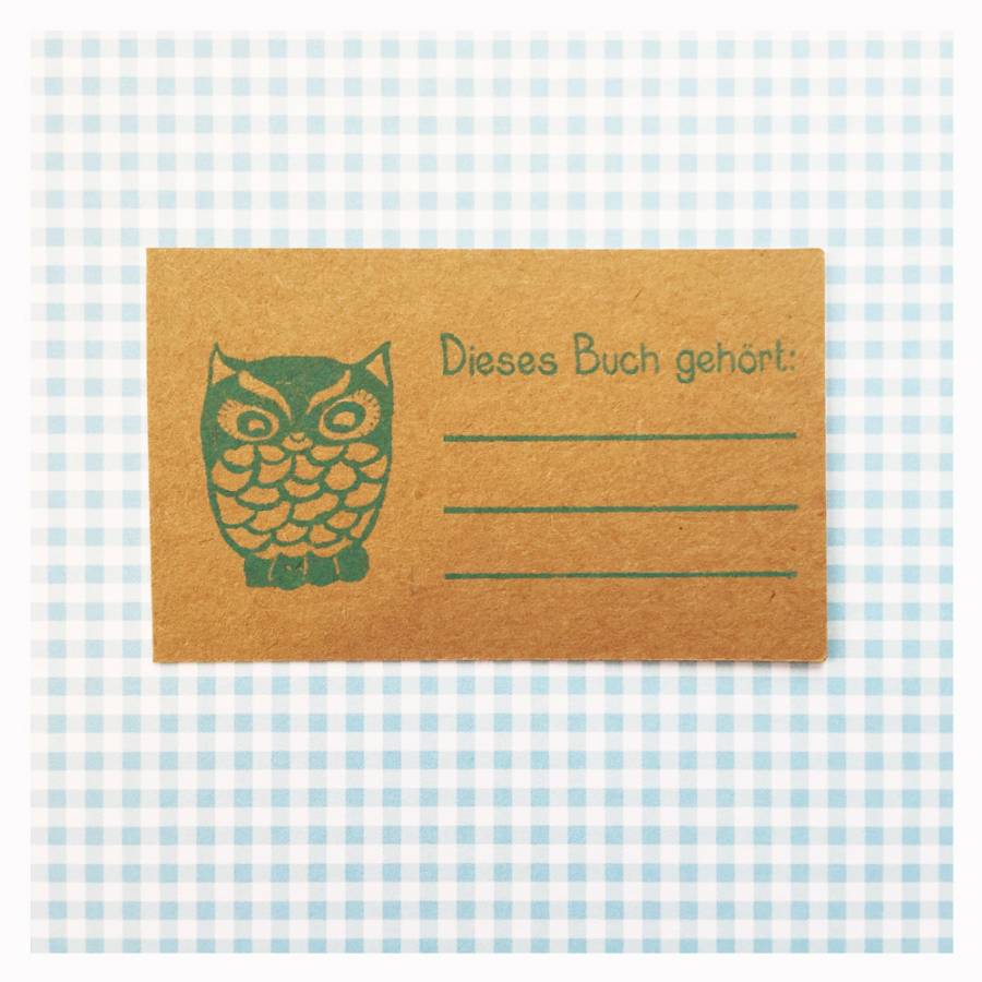 Motivstempel Büchereule Anwendungsbeispiel Motivstempel Büchereule Anwendungsbeispiel