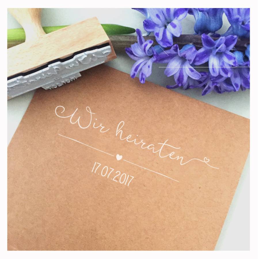 Motivstempel Wir heiraten Herzlinie Anwendungsbeispiel Motivstempel Wir heiraten Herzlinie Anwendungsbeispiel