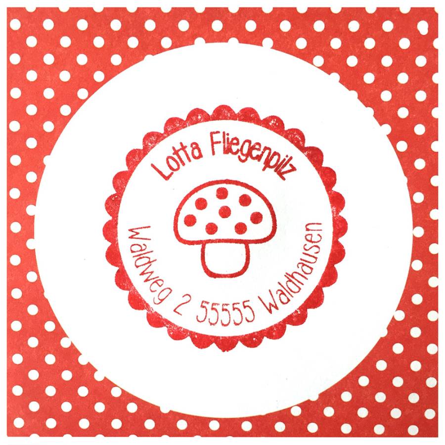 Motivstempel Fliegenpilz Anwendungsbeispiel Motivstempel Fliegenpilz Anwendungsbeispiel