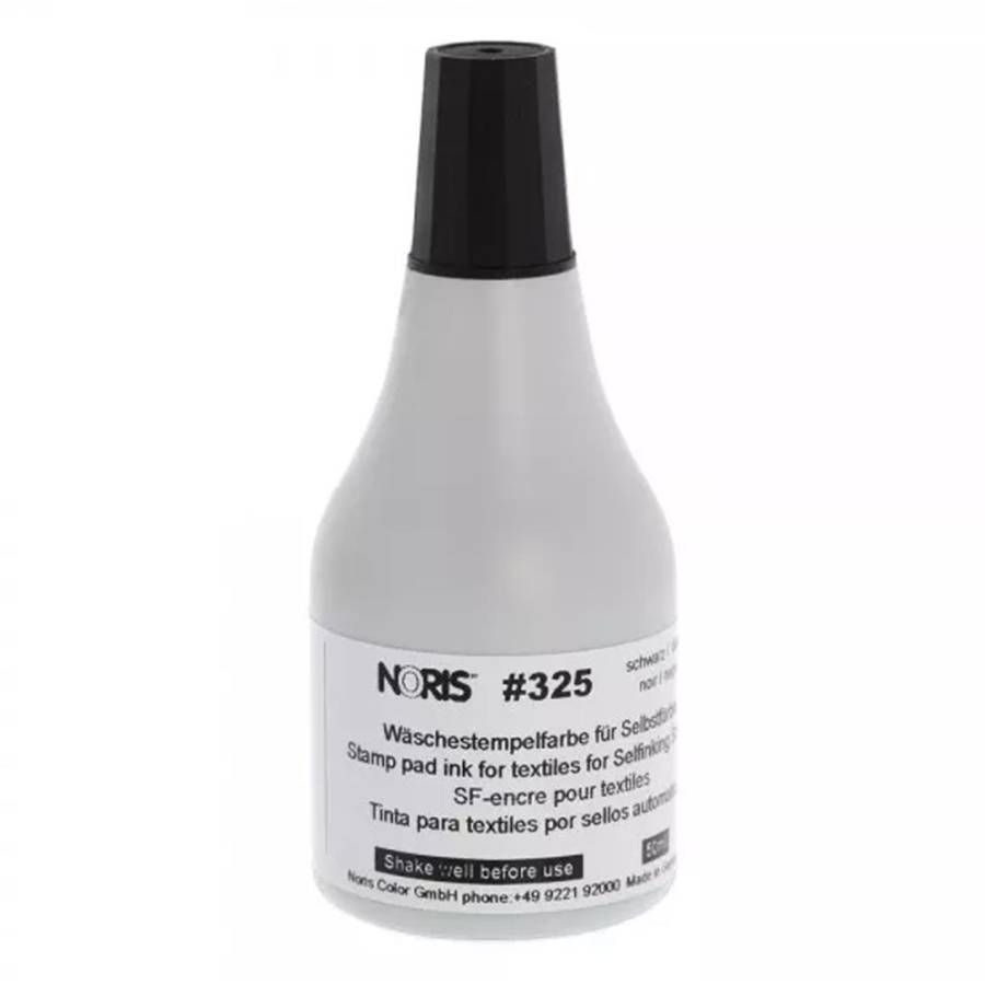 Stempelfarbe Noris 325 Textilfarbe Frontalansicht - schwarz Stempelfarbe Noris 325 Textilfarbe Frontalansicht - schwarz