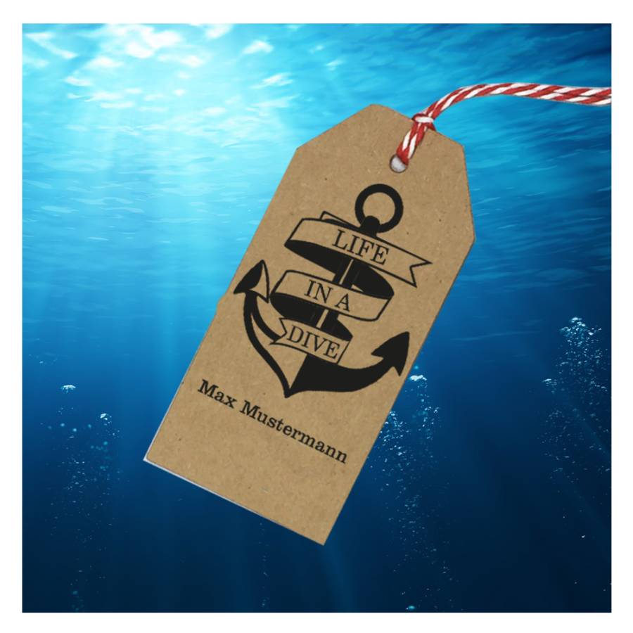 Motivstempel Live in a dive Anwendungsbeispiel Motivstempel Live in a dive Anwendungsbeispiel