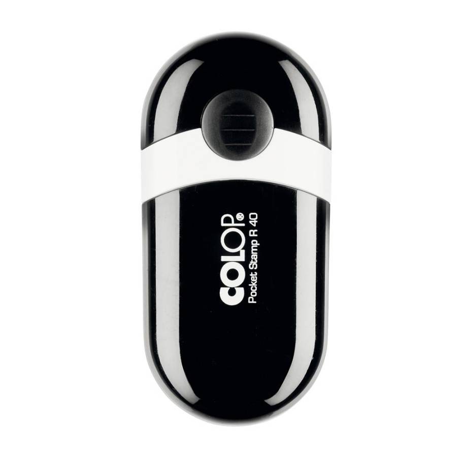 Stempel Colop Pocket Stamp R40 plus rund Frontansicht - schwarz Stempel Colop Pocket Stamp R40 plus rund Frontansicht - schwarz